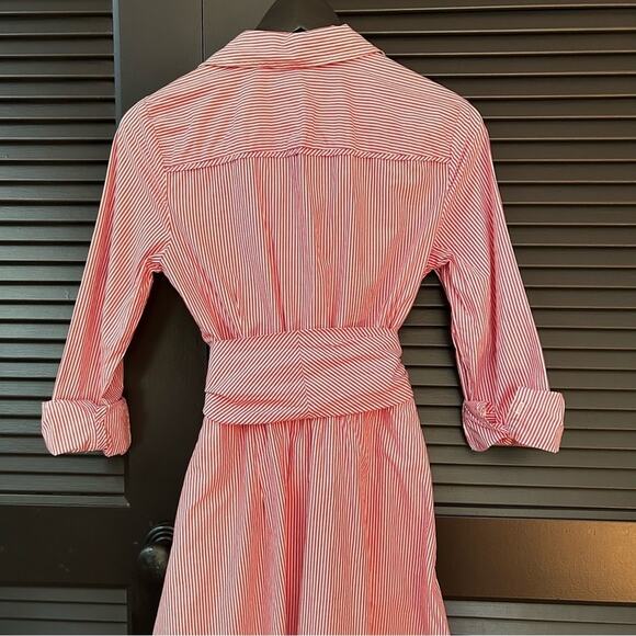 J. Crew Preppy Summer Red and White Striped Women’s Shirtdress, Size 4 - Picture 13 of 16